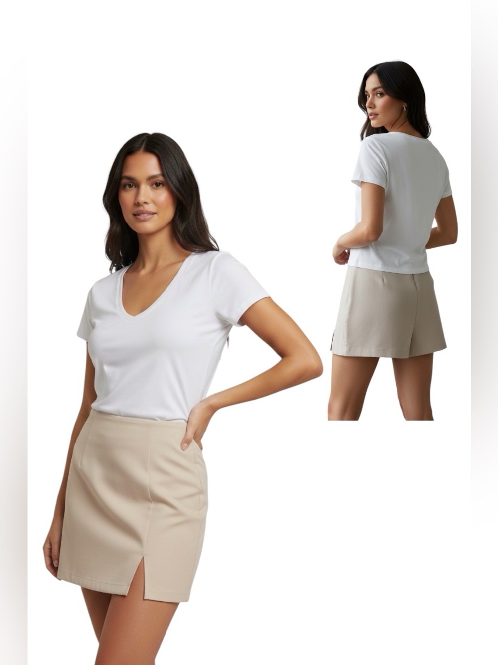 Sincerely Jules Skort and White V-Neck Tee Set S